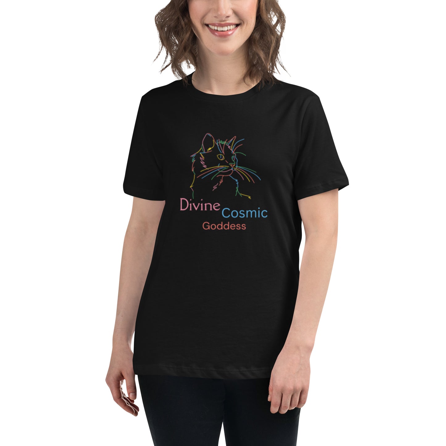 Divinely Multi Coloured Cat - soft and sustainable t-shirt