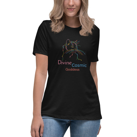 Divinely Multi Coloured Cat - soft and sustainable t-shirt