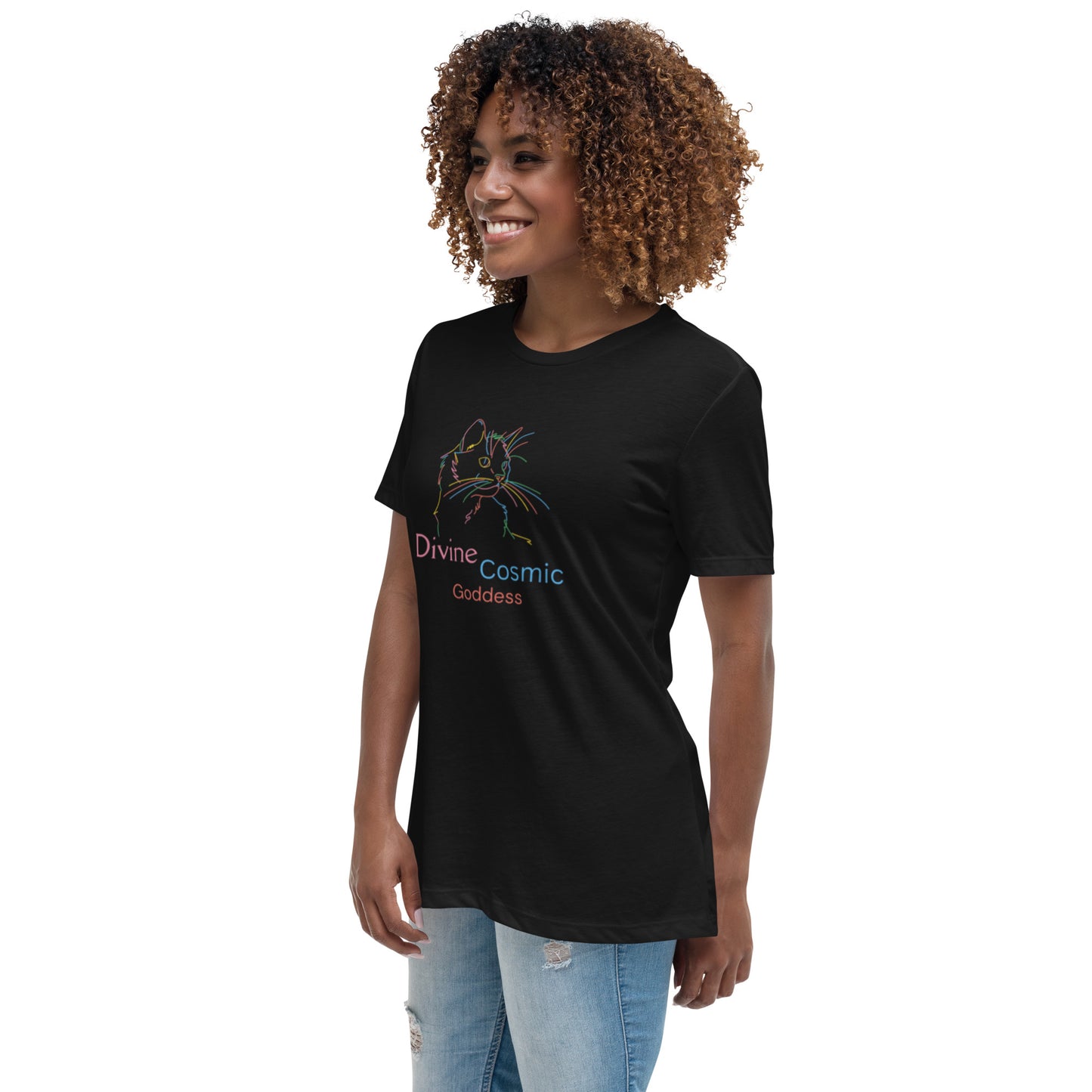 Divinely Multi Coloured Cat - soft and sustainable t-shirt